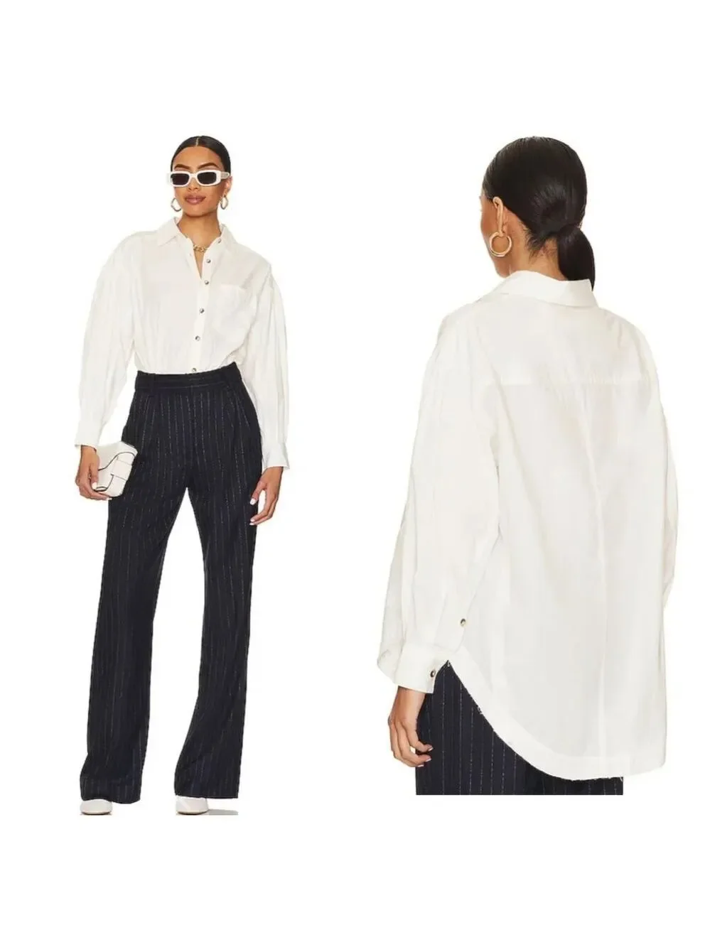 Free People Happy Hour Solid Poplin Top Sz S